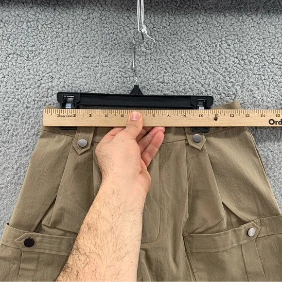 Gentle-Herd Pants NWOT Khaki Beige Pleated Tapered Stretch Cargo Ankle Strap S - Picture 3 of 12